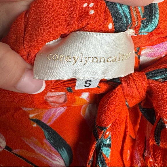 Anthropologie Corey Lynn Calter Cecilia Maxi Orange‎ Floral Midi Skirt - Picture 4 of 6